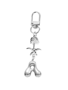 Ciondolo a forma di lettera in caratteri a bolle, ciondolo portafortuna in cristallo, portachiavi in acciaio inossidabile con pendente a forma di palma e teschio incrociato, lettere dell'alfabeto da A a Z, ciondolo per borse e zaini in lega lucida - regalo perfetto per compleanni e occasioni speciali, portachiavi, ciondolo per borse, zaini e auto, accessori per portafogli e borse da donna e ragazze.