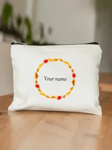 1pc Customizable, Unique, Fashionable, Minimalist, Letter Print, Lightweight, Pouch-In-Pouch, Fits Phone, Cosmetic Bag, Coin Purse, Clutch, Travel Essential, Cute Letter Design