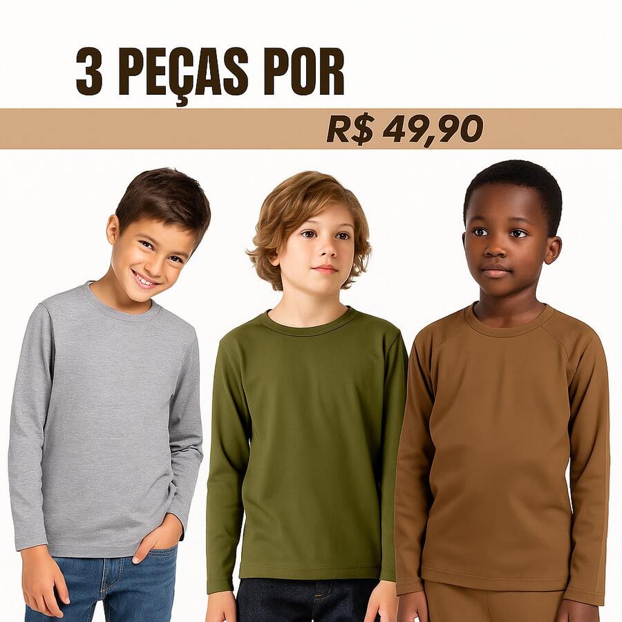 Kit Of 4 Long Sleeve T-Shirts In Premium Mesh For Children And Youth Boys, Assorted Colors And Prints, Ages 2 To 16 - Nhiều màu - Xem 1