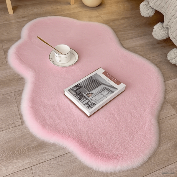 1 pieza Alfombra de imitación de piel de cordero con forma de nube, material suave y esponjoso, adecuado para sala de estar, dormitorio, entrada, cocina, baño, sala de juegos, estudio, armario, alfombra gruesa para decoración navideña de otoño/invierno