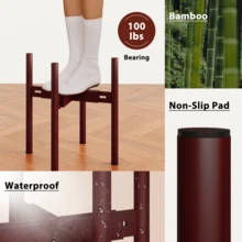 Bamboo Plant Stand Fits 8 9 10 11 12 Inches Plant Stand Indoor Small Corner Planter Holder For Indoor Plants, Single Floor Plant Stands For Living Room Balcony, Reddish Brown - 紅棕色 - 查看 6
