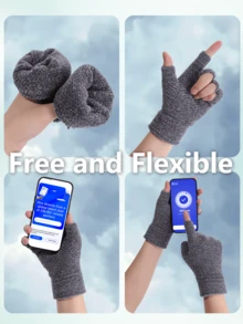 1 双男女通用冬季手套 - 升级版触摸屏手指设计，温暖针织手套，适合寒冷天气、跑步、驾驶 - 时尚厚实柔软的雪尼尔手套，袖口厚实，适合寒冷天气万圣节配饰冬季手套 - 彩色 - 查看 6