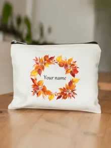 1pc Customizable, Unique, Fashionable, Minimalist, Letter Print, Lightweight, Pouch-In-Pouch, Fits Phone, Cosmetic Bag, Coin Purse, Clutch, Travel Essential, Cute Letter Design