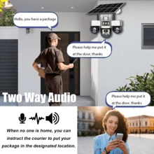 V380 1 PC Solar Camera Outdoor Wireless Three Lens PTZ Security Cameras Wireless 4G/WiFi Solar Powered And Built-In Battery CCTV Camera For Home Cameras Security Surveillance Night Vision Two Way Audio Motion Tracking PTZ Camera IP Camera