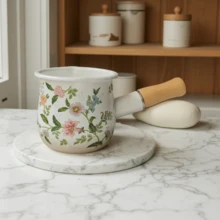 1pc Enamel Milk Pot, 10CM Mini Japanese-Style Butter Pan, Baby Food Pot, Coffee Cup, Can Be Used For Cooking, Simmering Jam, Enamel Mini Double-Spout Single-Handle Milk Pot, Enamel Butter Pan, Single-Handle Baby Food Pot, Japanese-Style Chinese Herbal Medicine Mask Pot, Thickened Mini Milk Pot, Mini Enamel Baking, Heating Butter, Splashing Oil Pot, Baby Food Simmering, Cooking Coffee, Tea, Milk