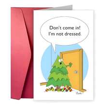 1pc Funny Christmas Greeting Card With Undressed Tree Shaped Merry Christmas Holiday Don't Come In For Friends - Multicolor - View 5