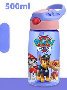 1Pc Paw Patrol 500ml/16oz Party Water Cup Water Bottle Large Capacity With Straw Portable Handle Non-Leaking Water Cup Suitable For Birthday Party Thanksgiving Party Halloween Party Christmas Party (The Lid May Be Random)