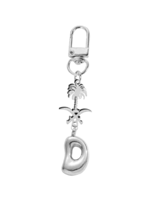 Ciondolo a forma di lettera in caratteri a bolle, ciondolo portafortuna in cristallo, portachiavi in acciaio inossidabile con pendente a forma di palma e teschio incrociato, lettere dell'alfabeto da A a Z, ciondolo per borse e zaini in lega lucida - regalo perfetto per compleanni e occasioni speciali, portachiavi, ciondolo per borse, zaini e auto, accessori per portafogli e borse da donna e ragazze.