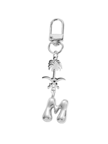 Ciondolo a forma di lettera in caratteri a bolle, ciondolo portafortuna in cristallo, portachiavi in acciaio inossidabile con pendente a forma di palma e teschio incrociato, lettere dell'alfabeto da A a Z, ciondolo per borse e zaini in lega lucida - regalo perfetto per compleanni e occasioni speciali, portachiavi, ciondolo per borse, zaini e auto, accessori per portafogli e borse da donna e ragazze.