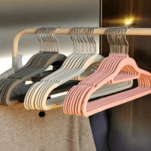 5/10/20pcs Flocked Clothes Hangers, Non-Slip Hangers, Prevent Shoulder Bulge, Space Saving Hangers For Wardrobe, Suitable For Garment Stores, Clothing, Suits, Tops, Ties, Shirts, Skirts And Pants Organization