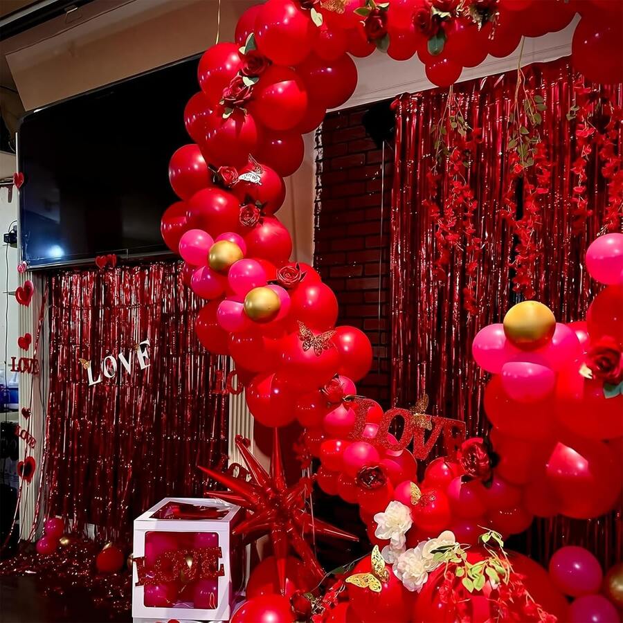 62pcs 5-Inch Black Latex Balloons With Ribbons, For Balloon Wreaths Or Balloon Arches As Party Decorations, Birthday Decorations, Anniversary Party Decorations, Color: 5-Inch Black, Size: 5-Inch - Red - View 1