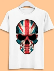 British Flag Skull England UK Union Jack Queen Jubilee London Punk Cool Gift Tee T Shirt 7008 - trắng - Xem 1