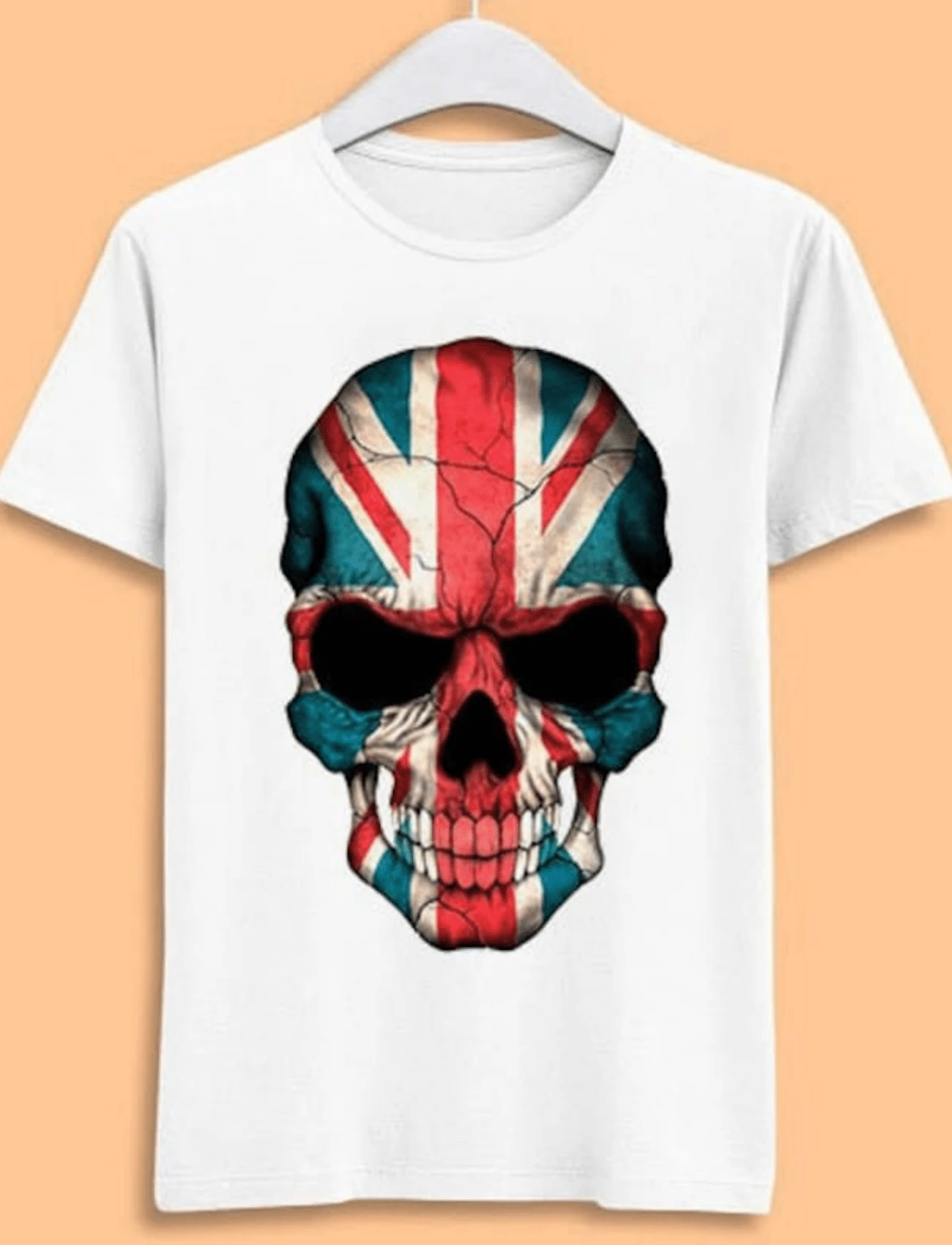 British Flag Skull England UK Union Jack Queen Jubilee London Punk Cool Gift Tee T Shirt 7008 - trắng - Xem 1