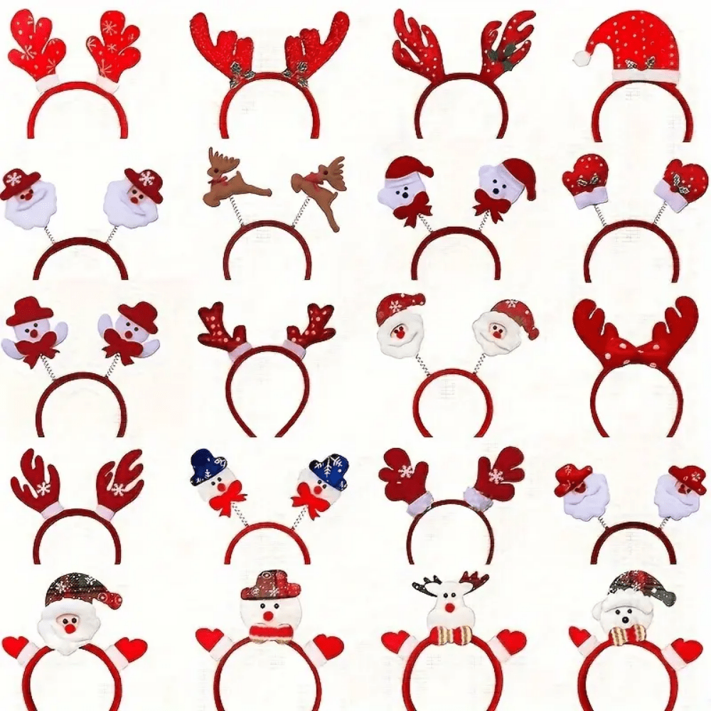 6/12 piezas Diademas navideñas - Diademas de plástico navideñas con diseños de Papá Noel, muñeco de nieve y cuernos de reno, adecuadas para decoraciones de fiestas de Navidad, fiestas de Año Nuevo y suministros de eventos, tocados de fiesta, disfraces navideños, cómodas de usar, ideales para decoraciones navideñas, regalos de Navidad, accesorios de fiesta, suministros de fiesta, recuerdos de fiesta, regalos de Año Nuevo, sombreros de fiesta, accesorios de cabello navideños, cosplay, decoraciones navideñas, unisex