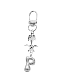 Ciondolo a forma di lettera in caratteri a bolle, ciondolo portafortuna in cristallo, portachiavi in acciaio inossidabile con pendente a forma di palma e teschio incrociato, lettere dell'alfabeto da A a Z, ciondolo per borse e zaini in lega lucida - regalo perfetto per compleanni e occasioni speciali, portachiavi, ciondolo per borse, zaini e auto, accessori per portafogli e borse da donna e ragazze.