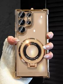 MewTrek 奢华电镀金手机壳，带指环支架和磁吸支架，防震软硅胶保护套，兼容三星Galaxy、红米、荣耀、OPPO Reno、Infinix Hot 40i、Smart 8、Spark GO 2024等机型，国际版，非国内版。 - 金色 - 查看 4