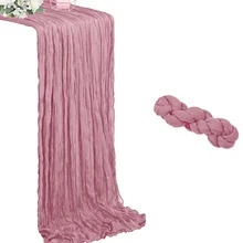 粗棉布桌旗，波西米亚风纱布粗棉布桌旗，乡村风皱褶桌旗，适用于婚礼生日派对餐桌装饰和各种节日派对装饰 - 1 件/10 件 - 彩色 - 查看 11