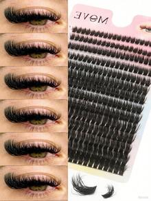 560pcs 80D Mix Cluster Eyelash, 0.07mm Thickness, D Curl, 8mm-16mm Mix Length, Natural Style Russian Flat Dense Fluffy Handmade Mink Eyelash Cluster For Halloween Theatrical Makeup, Festival Makeup, Christmas Makeup, Beginner Essential - DD - 查看 11