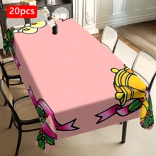 1/20 Stücke Glocken, Weihnachtsbeeren bedruckte Weihnachtstischdecke, waschbar, geeignet für den Familiengebrauch, perfekt für Picknicks, Camping, Hochzeiten, Geburtstage, Restaurants und Buffets - schützen Sie Ihren Schreibtisch, Heimdekoration mit stilvoller Heimdekoration