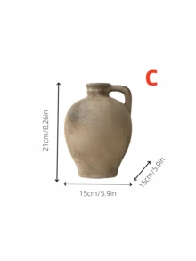 1个陶瓷复古侘寂风格矮胖乡村花瓶，适合日式旅馆艺术装饰、农舍室内插花、优雅玄关花瓶装饰、家居装饰、房间装饰、玻璃花瓶 - 多色5 - 查看 14
