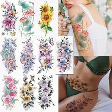 Watercolor Flower Temporary Tattoos For Women Girls - 10 Large Sheets Sexy Floral Fake Tattoos For Body Art (Arm, Back)