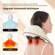 Rechargeable Neck Massager Electric Wireless Neck Shoulder Massage Machine Shiatsu Neck And Shoulder Massager With Heat - 米色 - 查看 6
