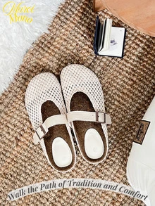 <走在传统与舒适之路> 女士一脚蹬厚底穆勒乐福鞋 春秋休闲鞋 - 杏色 - 查看 2