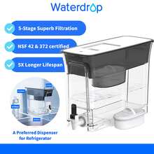 Waterdrop Water Filter Jug, Water Filter Dispenser (4.5L) With 1*90 Day Filter, NSF Certified Water Filter Drinking Water Jug For Refrigerator, Reduces Limescale, Chlorine, Lead (Filter: WD-PF-01A Plus) - 黑色 - 查看 1