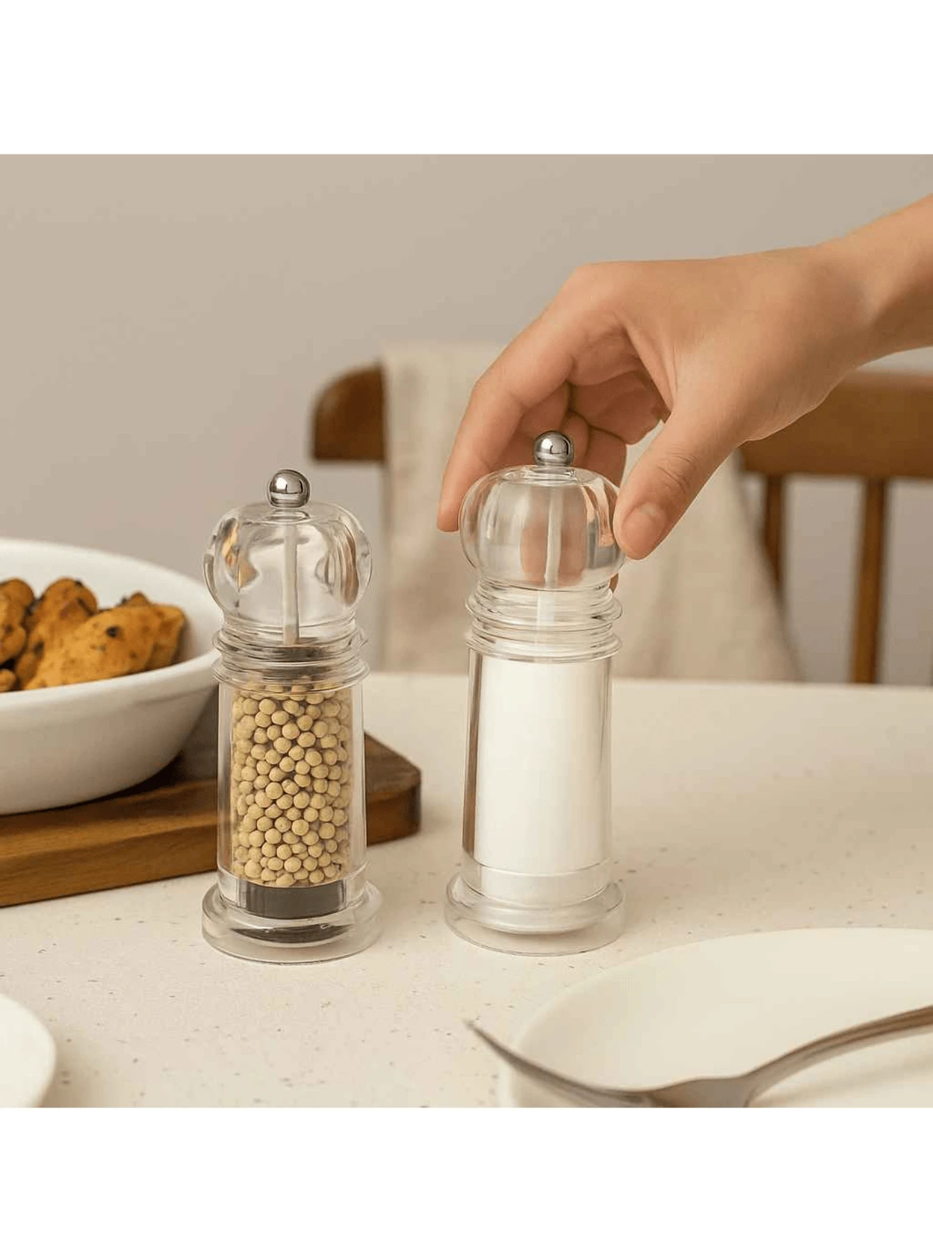 Acrylic Grinder, Salt, Pepper, And Spice Shaker Kit - Ideal For The Kitchen - Clear - View 1