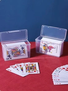 1pc Transparent Playing Card Box, Storage Box Fits 2 Decks Of Cards (Cards Not Included), Christmas, Halloween, Thanksgiving Gift - Multicolor - View 4