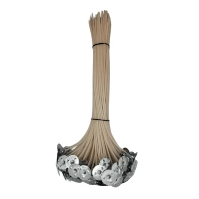 100 Pavios de Algodão para Vela Votiva 7 Dias Artesanal Palito com Fio de Cobre e Ilhós 17 cm