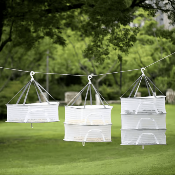 3 Tier Portable Mesh Clothes Hanging Dryer Folded Herb Rack For Buds Fruits Hydroponics Flowers Vegetables Fish Clothes Doll