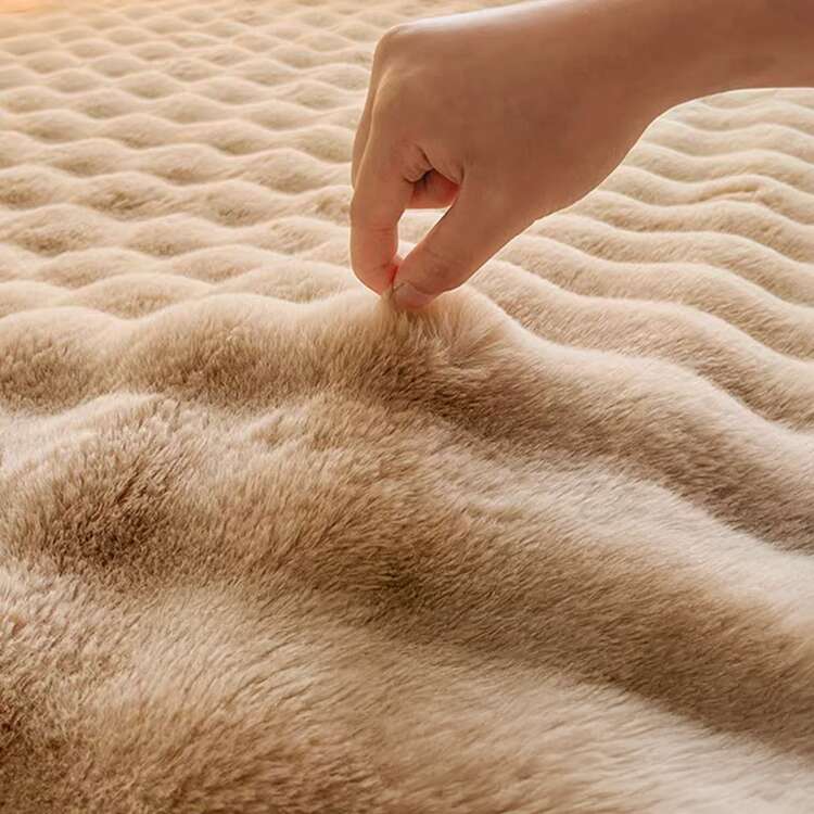 1 块奶油色泡泡毛绒地毯，极简主义，侘寂风格，适合客厅、卧室、梳妆台、椅子，春季新品 - 駝色 - 查看 9