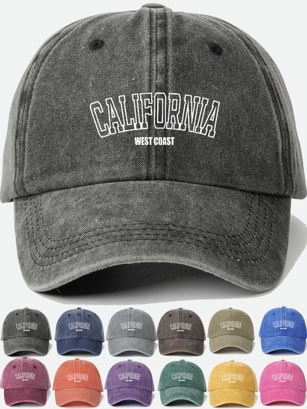 1pc California West Coast Printed Unisex Adjustable Brim Baseball Cap, Outdoor Casual Sun Protection Hat, Truck Driver Cap, Daily Use Sun Visor