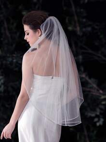 1 Stück glitzernder Brautschleier mit Strass-Kante und Metallkamm, einfach und modisch für Hochzeit, Party und Herbstkleidung für Frauen