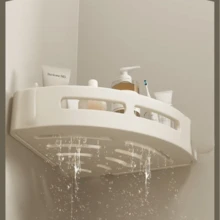 Estante de Armazenamento Elevada para Banheiro, Cesta Triangular Montada na Parede Sem Perfurações, Prateleira Triangular para Banheiro, Prateleira de Armazenamento de Canto para Banheiro