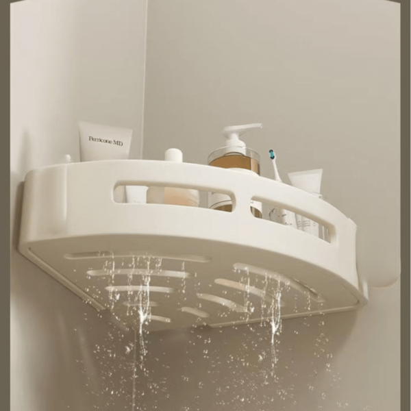 Estante de Armazenamento Elevada para Banheiro, Cesta Triangular Montada na Parede Sem Perfurações, Prateleira Triangular para Banheiro, Prateleira de Armazenamento de Canto para Banheiro