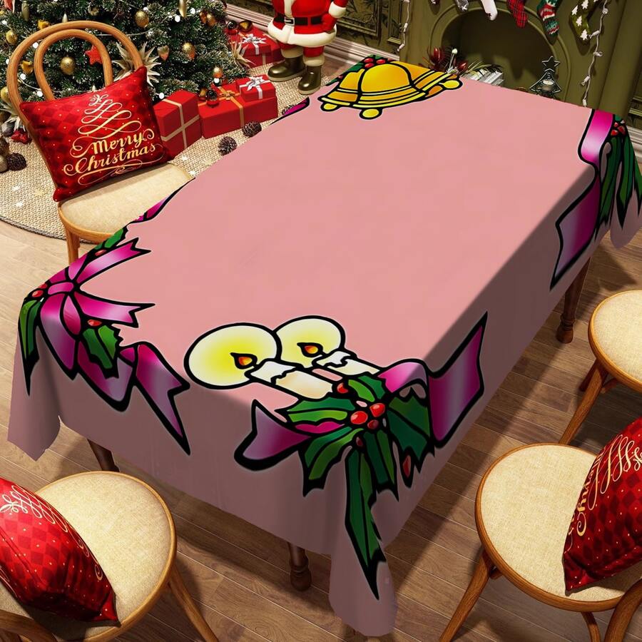 1/20 Stücke Glocken, Weihnachtsbeeren bedruckte Weihnachtstischdecke, waschbar, geeignet für den Familiengebrauch, perfekt für Picknicks, Camping, Hochzeiten, Geburtstage, Restaurants und Buffets - schützen Sie Ihren Schreibtisch, Heimdekoration mit stilvoller Heimdekoration