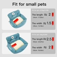 HAZOOWILL Hazowill 小型犬户外旅行汽车增高座椅、汽车旅行座椅、狗床、猫床、宠物垫、可拆卸保暖枕头、二合一狗屋,适用于贵宾犬、吉娃娃、比熊犬 - 彩色 - 查看 3