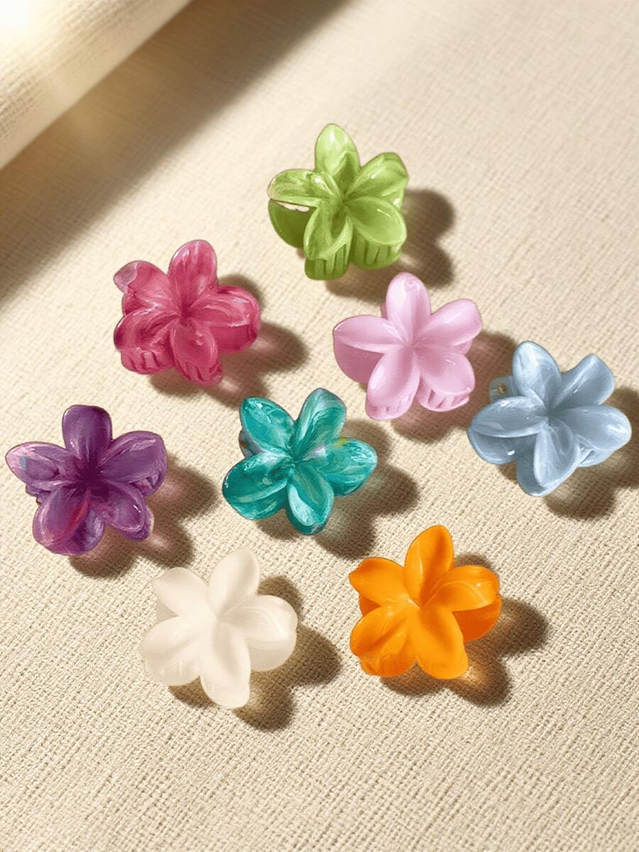 8 قطعة/مجموعة مشابك شعر نسائية بشكل زهرة بقطر 4.5 سم/1.77 بوصة باللون الأبيض والأزرق والأحمر الوردي والبنفسجي والأخضر والبرتقالي، متعددة الاستخدامات، أنيقة، بطراز بسيط، مناسبة للارتداء اليومي والتنقل والحفلات والأنشطة العادية والشاطئ وغسل الوجه والمكياج ومطابقة الملابس، إكسسوارات شعر خريفية وشتوية للعطلات