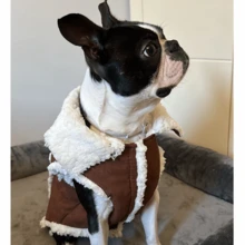 1pc Coffee Brown Suede Cotton Fleece Pet Clothes Jacket Coat Suitable For Small & Medium Cats/Dogs Autumn Winter - Coffee Brown - View 5