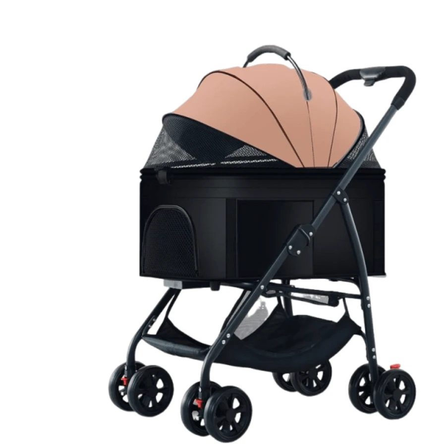 Separable High-End Pet Stroller With Multifunctional Bag Separation, Ultra Lightweight And Easy To Carry With One Click Collection, Cat And Dog Stroller - 卡其色 - 查看 1