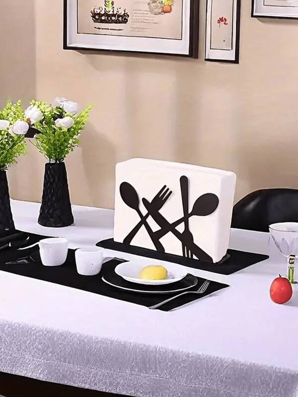 1pc Metal Creative Napkin Holder, Minimalist Lotus Pattern Tissue Storage Rack, Suitable For Restaurant, Hotel, Cafe, Tabletop Vertical Napkin Holder Base