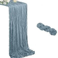 Cheesecloth Bohemian Polyester Table Runners,Pleated Atmospheric Table Runner,Solid Color Table Cover,Holiday Desktop Decoration Fabric Table Runner,Home Decoration,Dining Table Decor,Room Decor,Wedding Decor