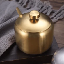 Stainless Steel Spice Jar Set With Spoons - 金色 - 查看 1