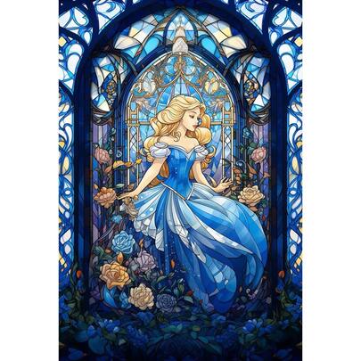 Kit de pintura de diamantes redondos 5D DIY con diamantes completos que presenta una princesa de vidrio esmerilado, regalo del Día de San Valentín, perfecto para decoración de arte en mosaico en salas de estar y interiores del hogar