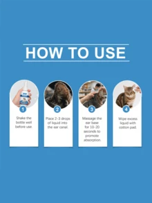 Ohrenpflege-Tropfen für Haustiere, universell für Katzen und Hunde, tägliche Pflege für Haustierohren, reinigende und deodorierende Ohrenpflege-Tropfen