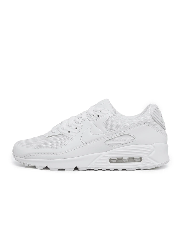 Nike Air Max 90 Recraft 男士运动鞋 全白皮革绒面网布支撑缓震 CN8490-100 - 白色 - 查看 1
