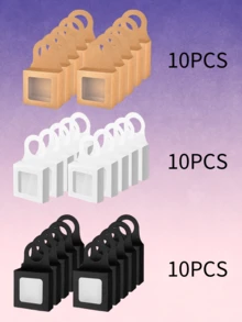 10pcs Kraft Paper Wine Bottle Box With Window Hanging Foldable Wine Box Gift Box For Decorative Bottle Hanging Gift Box, Foldable Weight Used For Yes Hanging Wine Bottle Gift Decoration, Suitable For Wedding, Party, Birthday, Christmas, Graduation Ceremony, Bridal Shower, Etc., There Are Three Colors, 3.5 X3.5x1.2 In (About 9x9x3cm), Christmas Party Supplies, Family Dinner