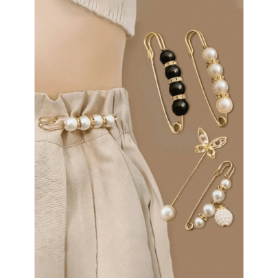 4pcs/Set Aluminum Alloy Waist Buckle & Pin Set, Modern Rhinestone & Butterfly Decor Waist Accessory Set For Household Valentine's Day, Valentines Wedding, Birthday,Wedding Items,Brooch